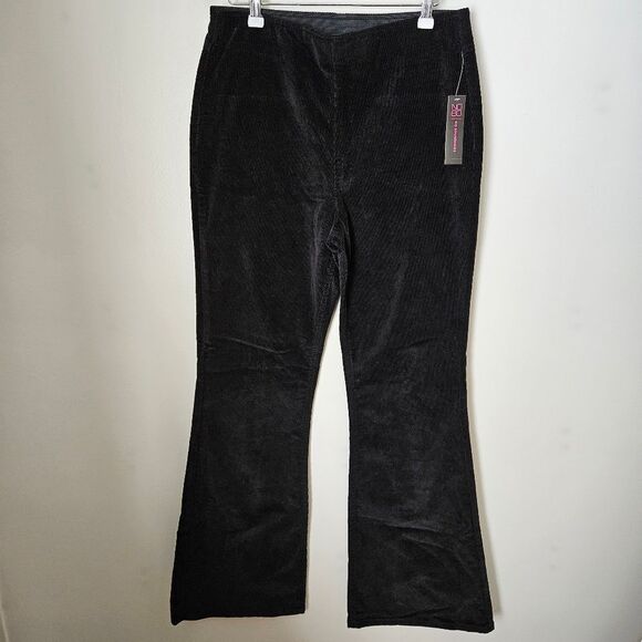 No Boundaries Pants - No Boundaries Pants Corduroy Pull On Flare Super High Rise Black Neutral Casual